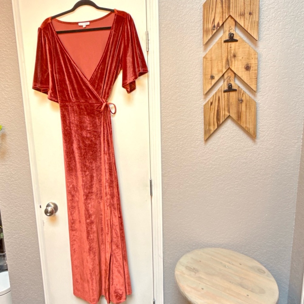 Baltic Born Velvet Dress in Rust